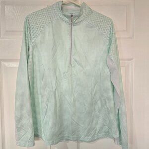 Pebble Beach Dry Luxe Performance Long Sleeve Golf Tennis 1/4 Zip Gingham Sz L